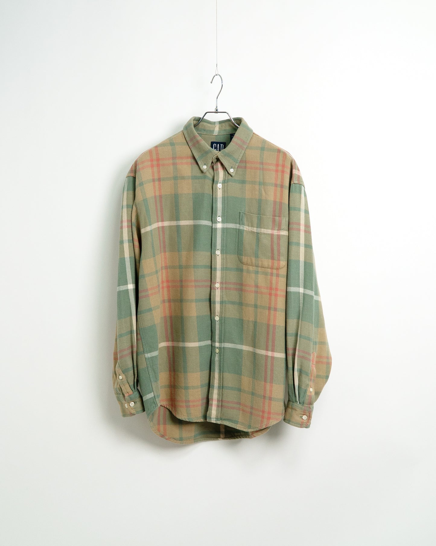 90s Pale-Toned Plaid Flannel Shirt