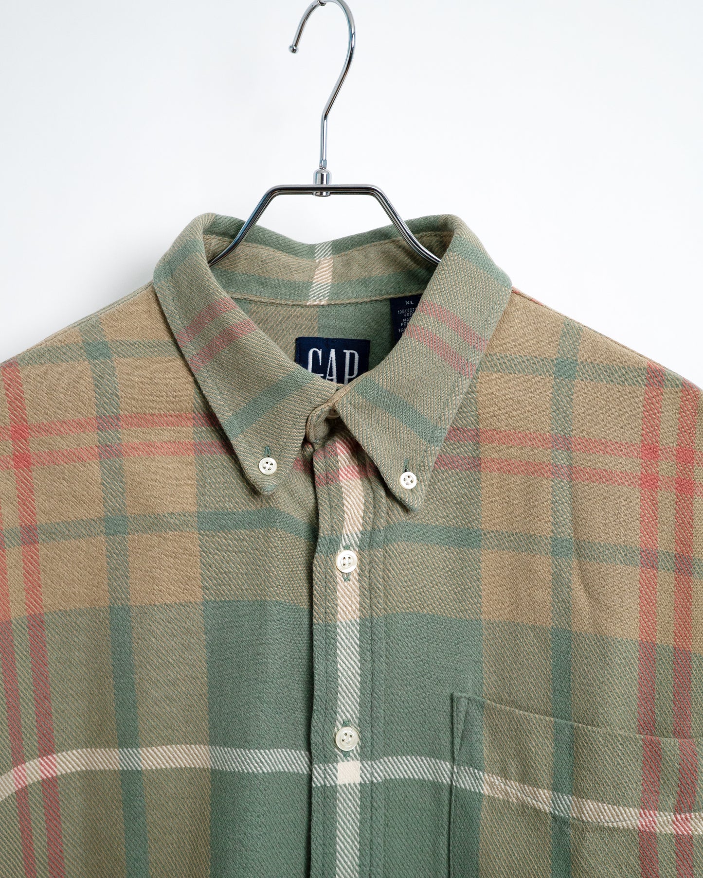 90s Pale-Toned Plaid Flannel Shirt