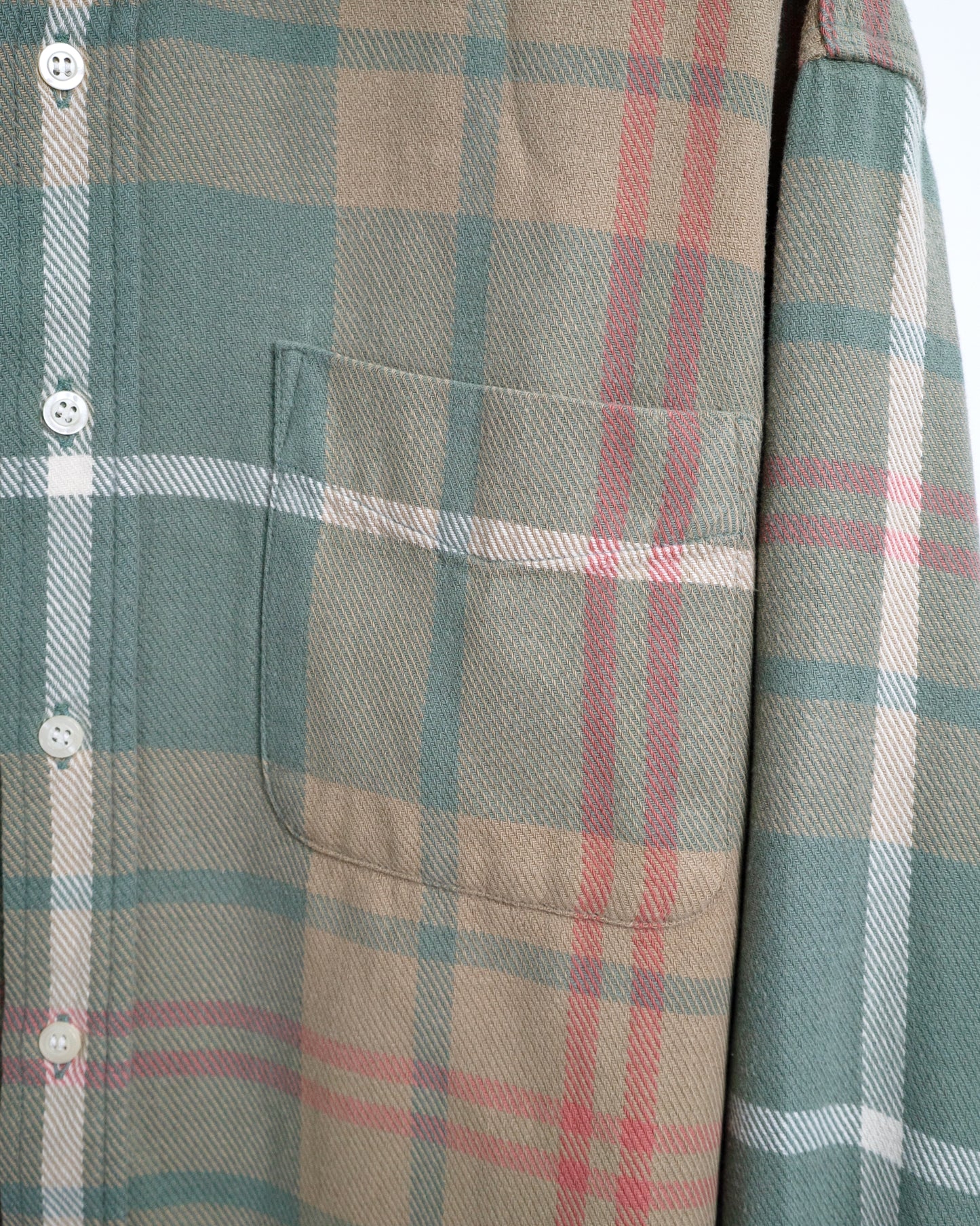 90s Pale-Toned Plaid Flannel Shirt