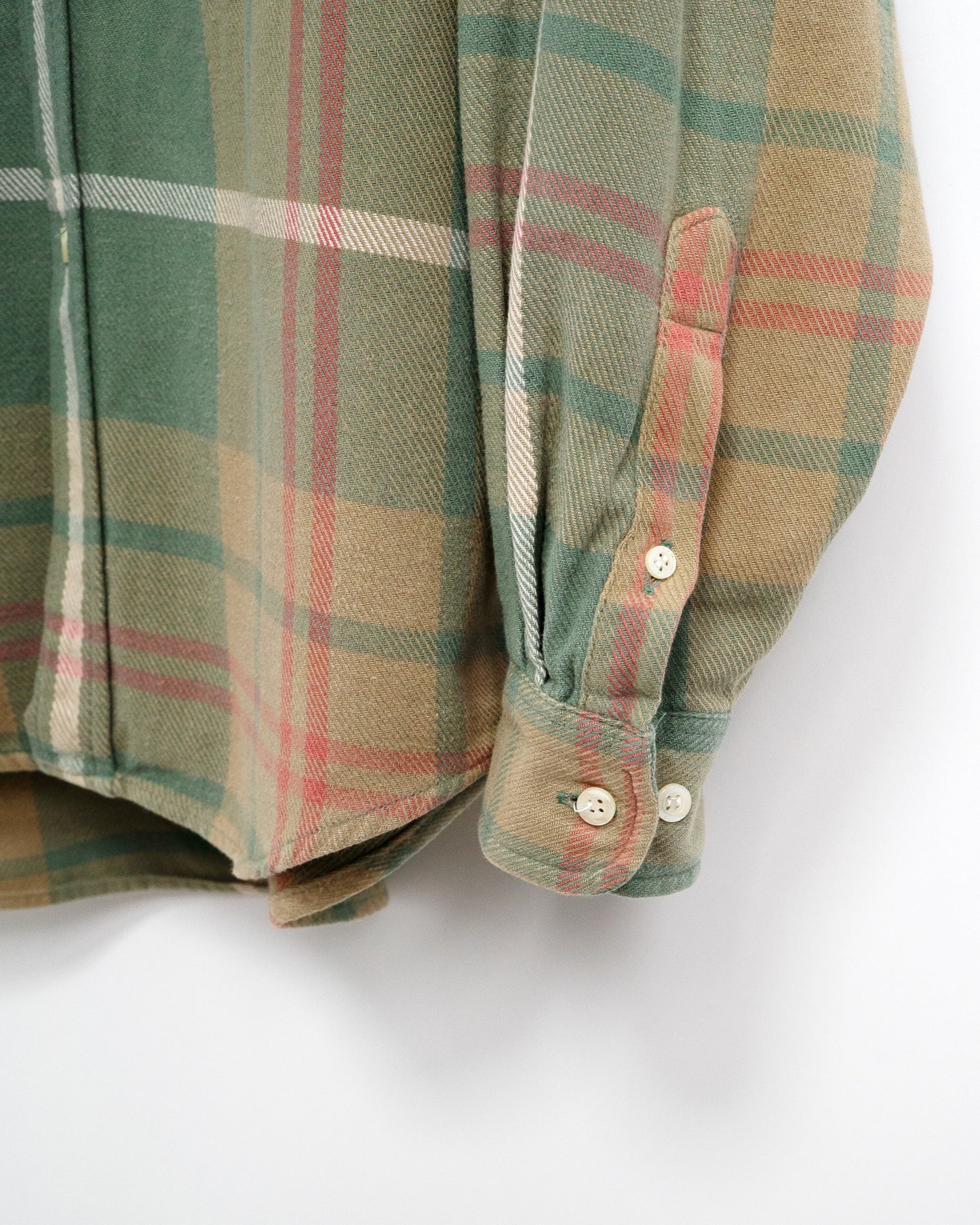 90s Pale-Toned Plaid Flannel Shirt