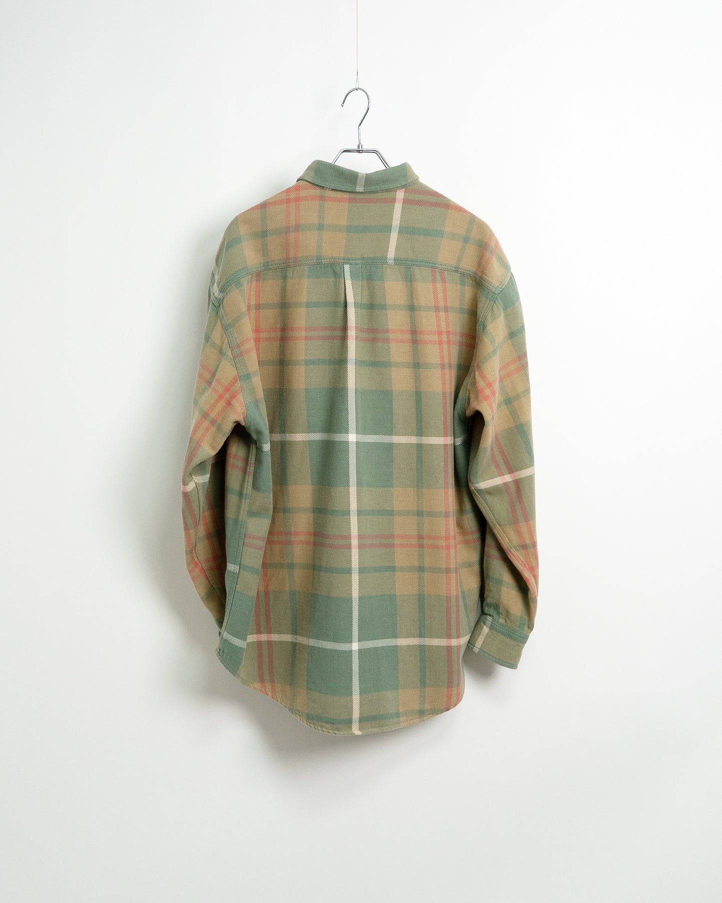 90s Pale-Toned Plaid Flannel Shirt