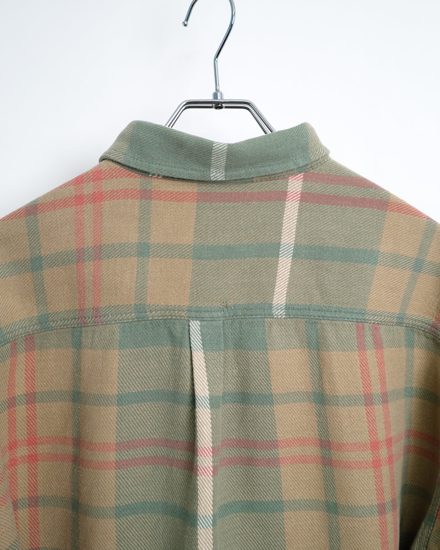 90s Pale-Toned Plaid Flannel Shirt