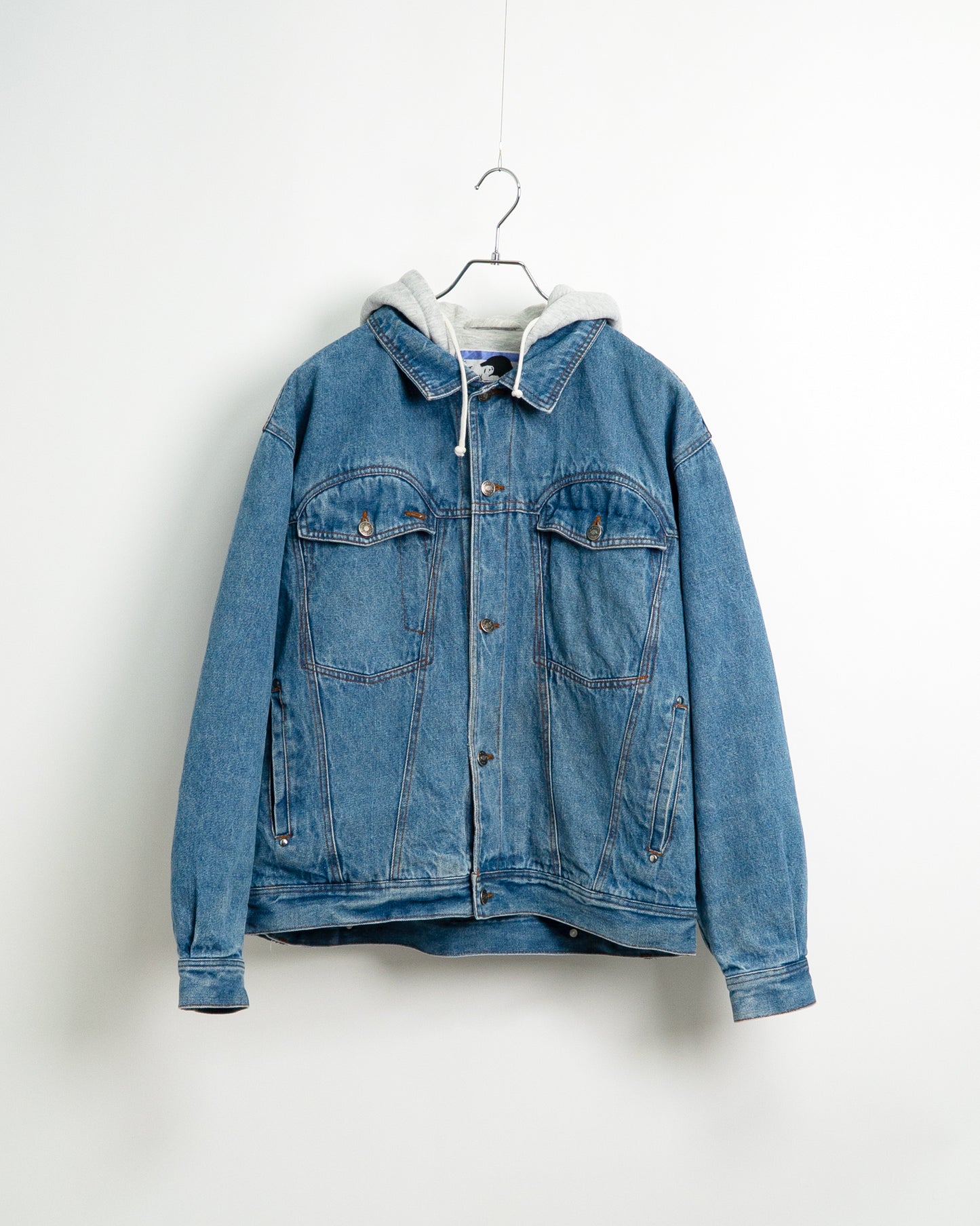90s Hooded Ramie-Cotton Denim Jacket
