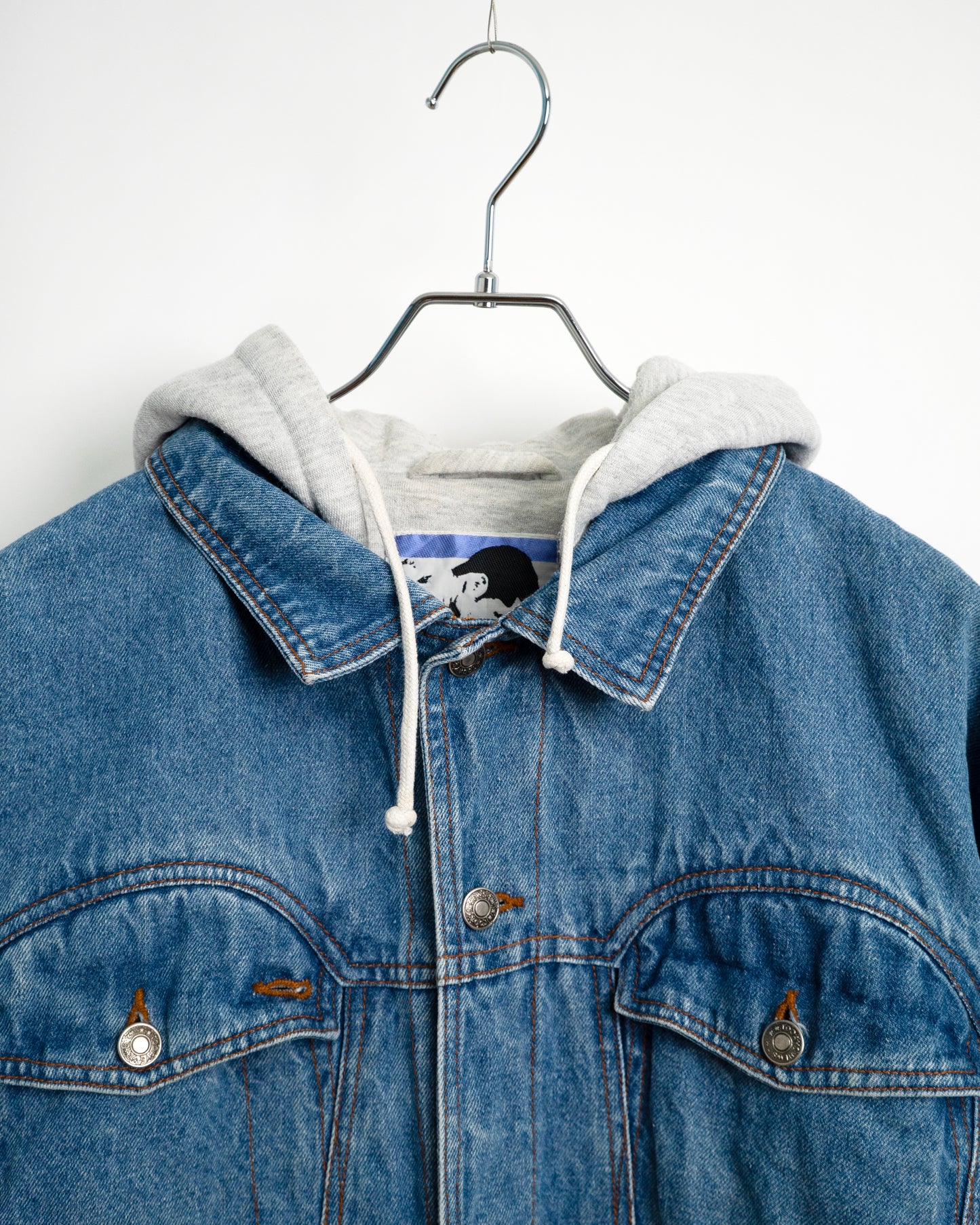 90s Hooded Ramie-Cotton Denim Jacket
