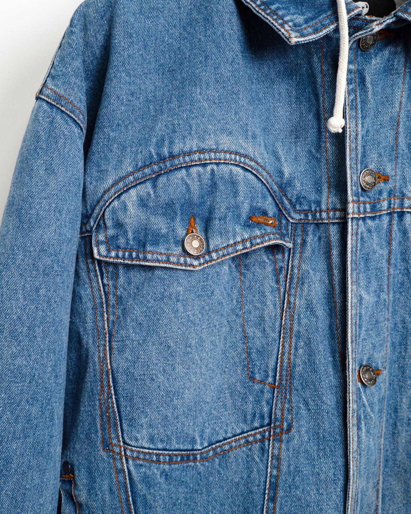 90s Hooded Ramie-Cotton Denim Jacket