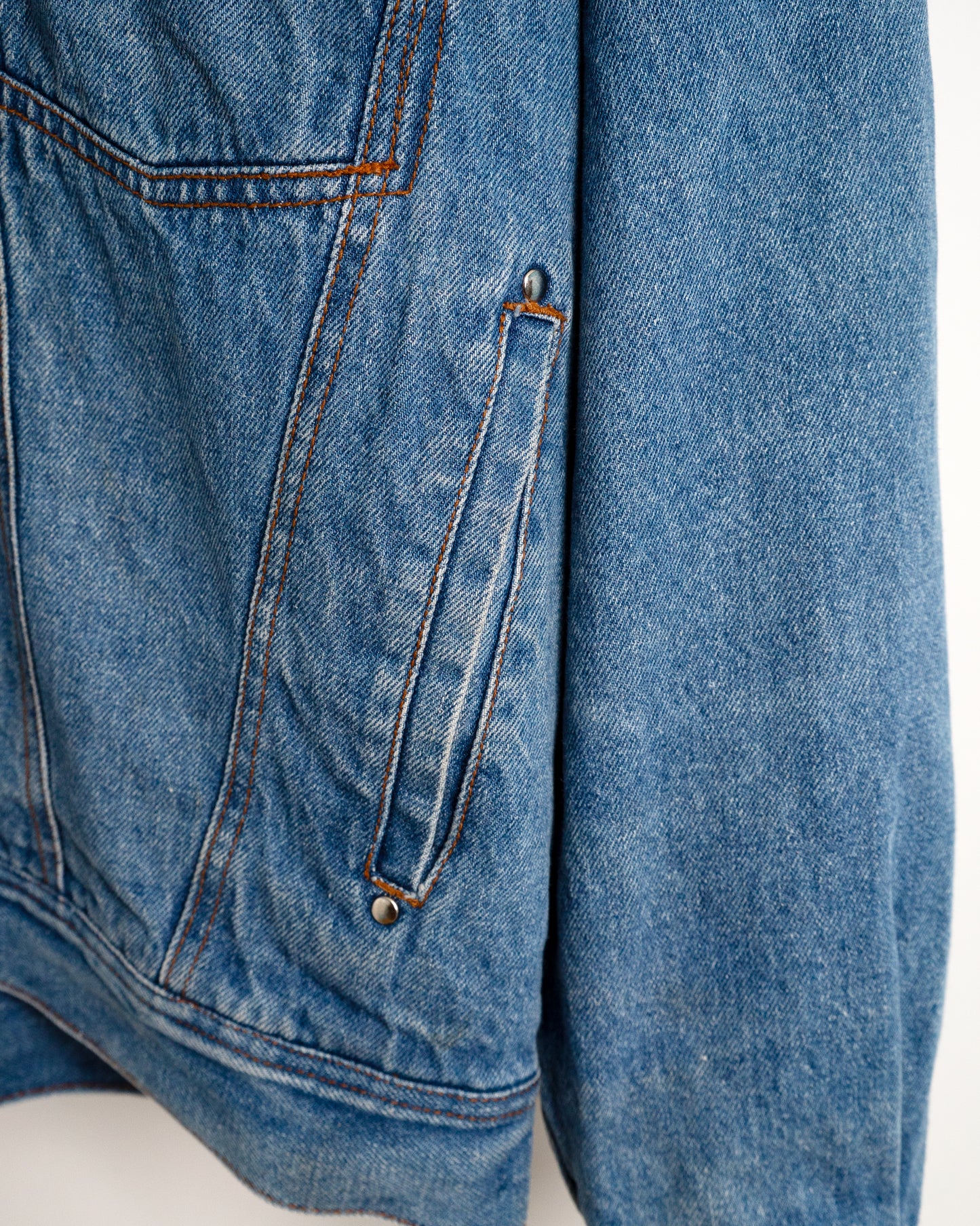 90s Hooded Ramie-Cotton Denim Jacket