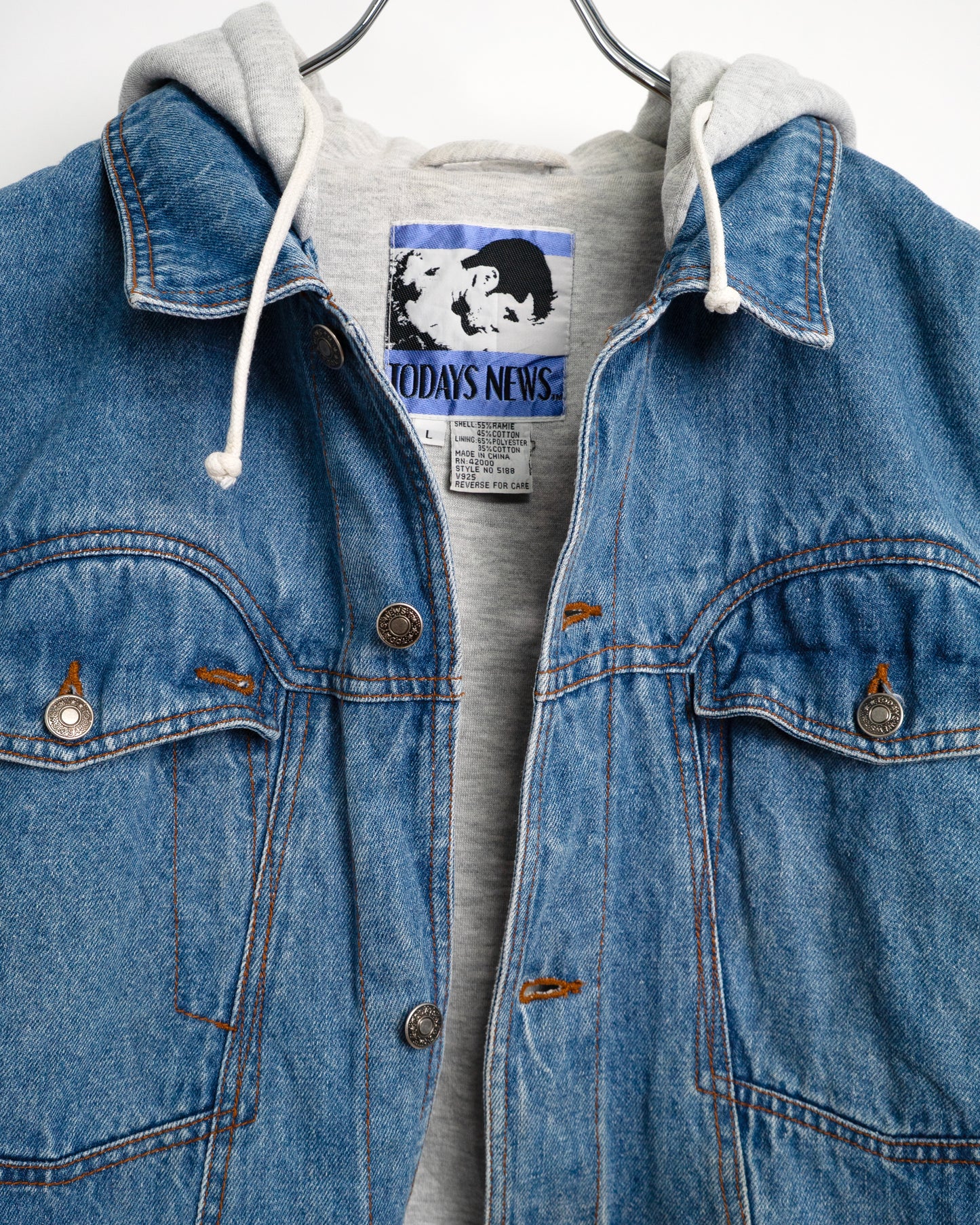 90s Hooded Ramie-Cotton Denim Jacket