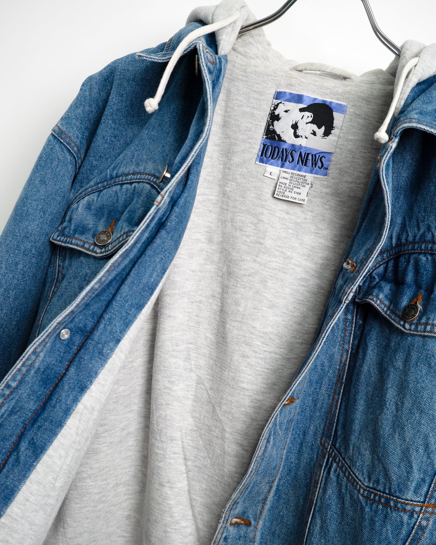 90s Hooded Ramie-Cotton Denim Jacket