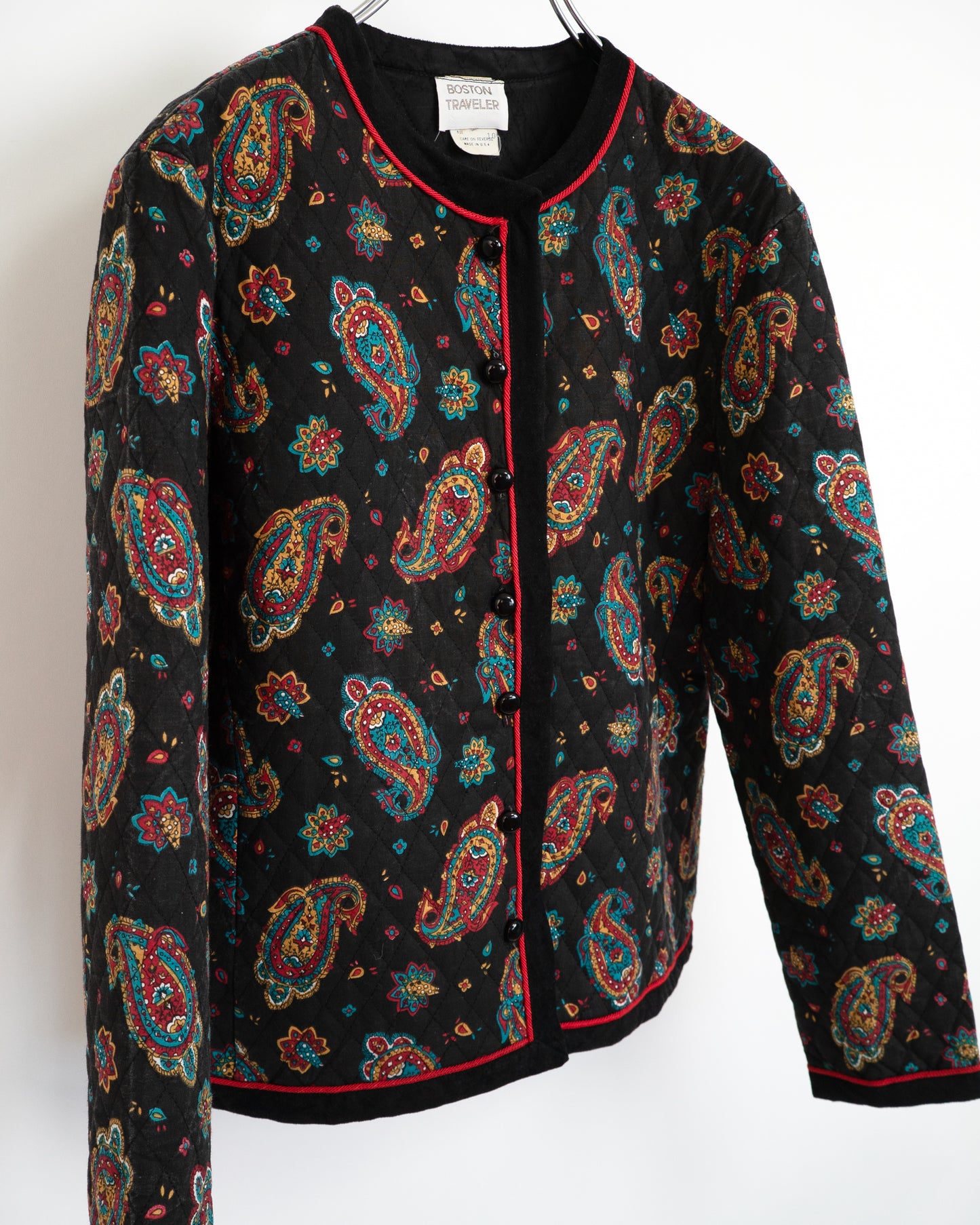 90s Paisley Quilted Cardigan Jacket