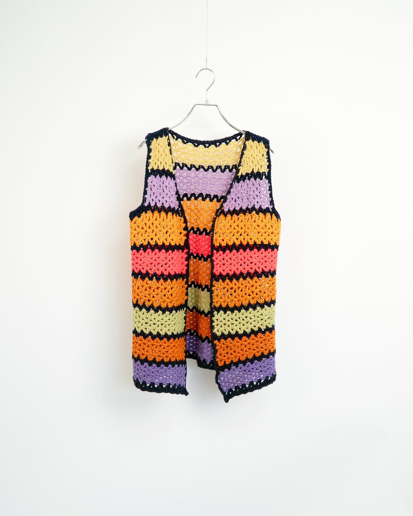 Multi-Color Hand-Knitted Crochet Vest
