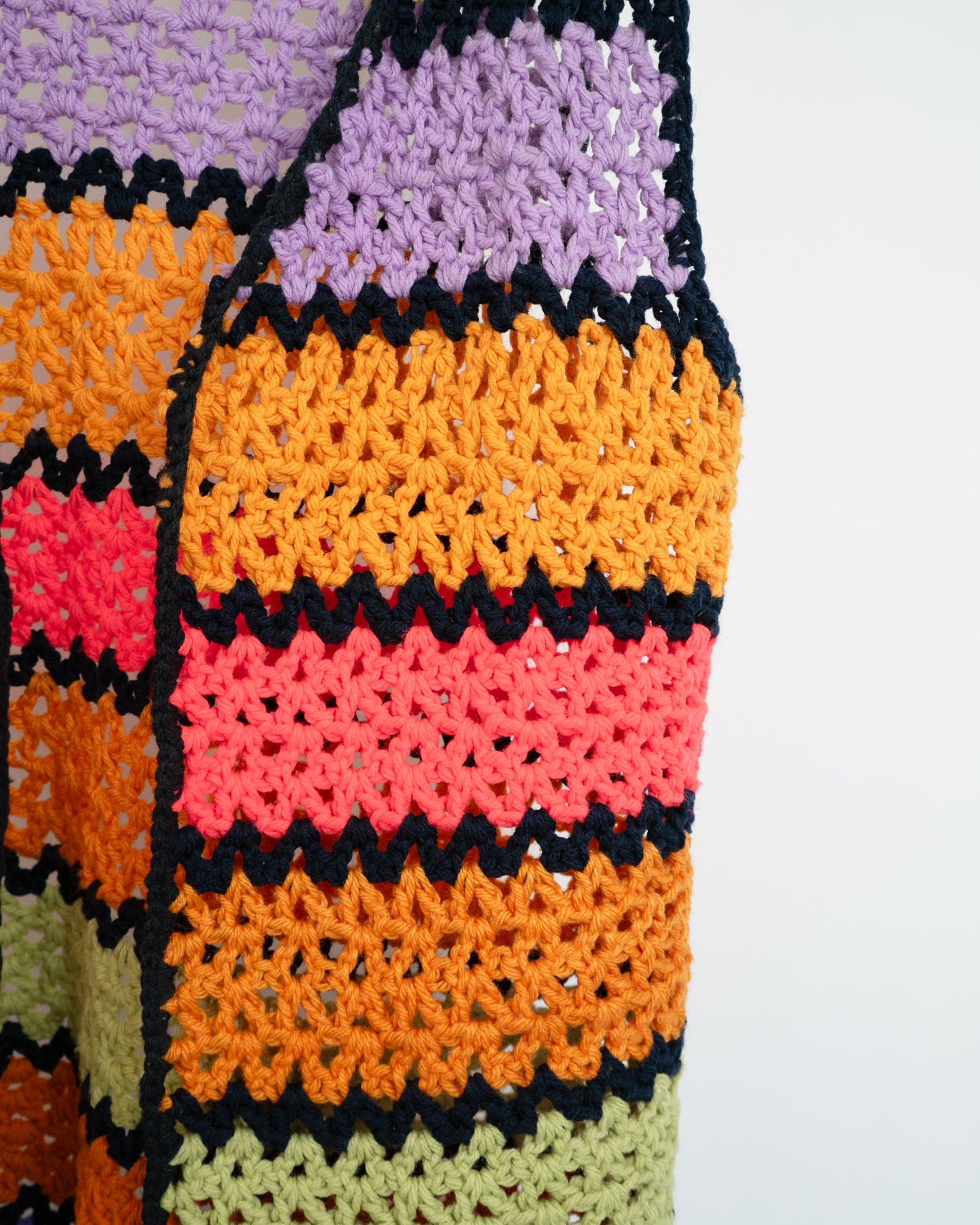 Multi-Color Hand-Knitted Crochet Vest