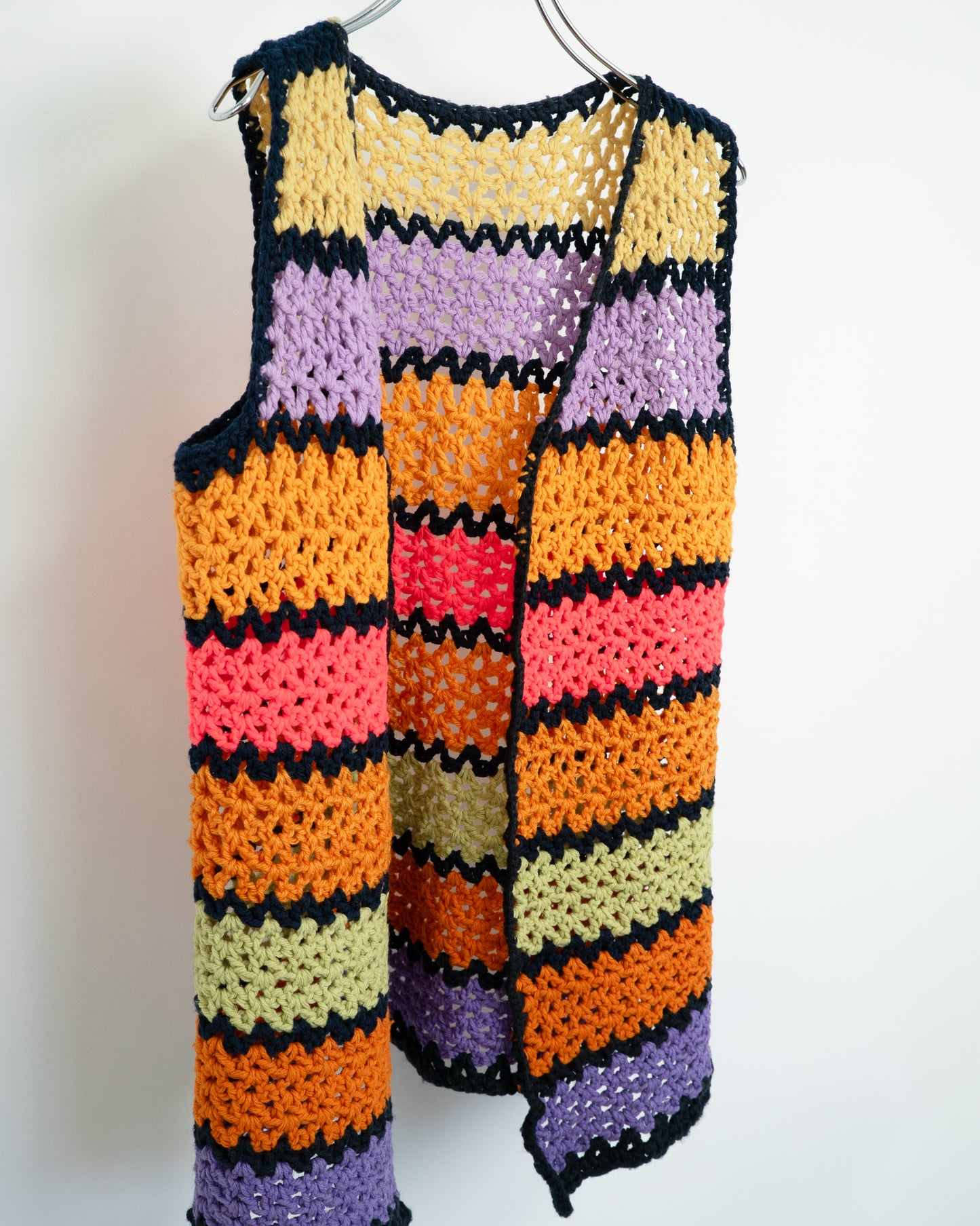 Multi-Color Hand-Knitted Crochet Vest