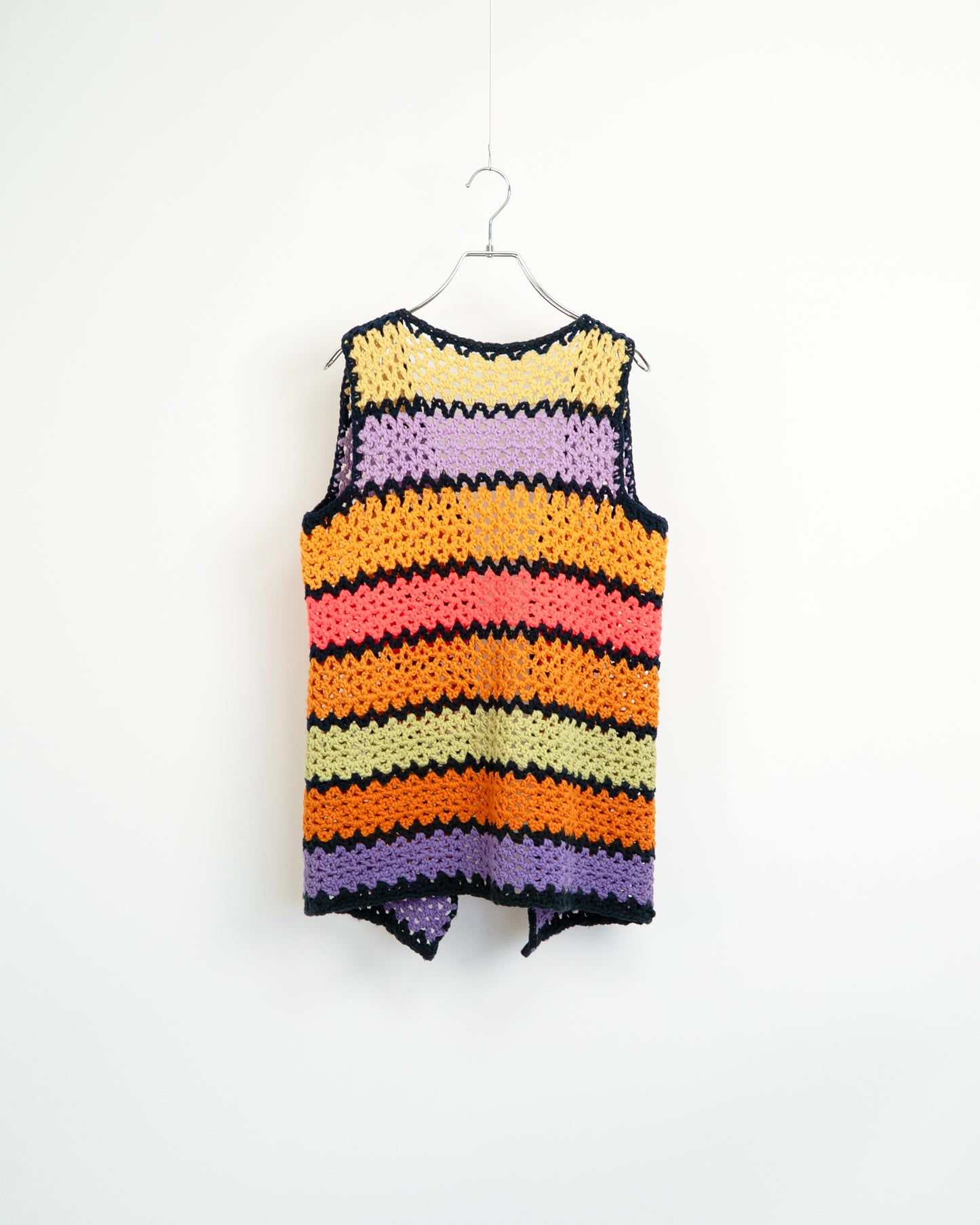 Multi-Color Hand-Knitted Crochet Vest