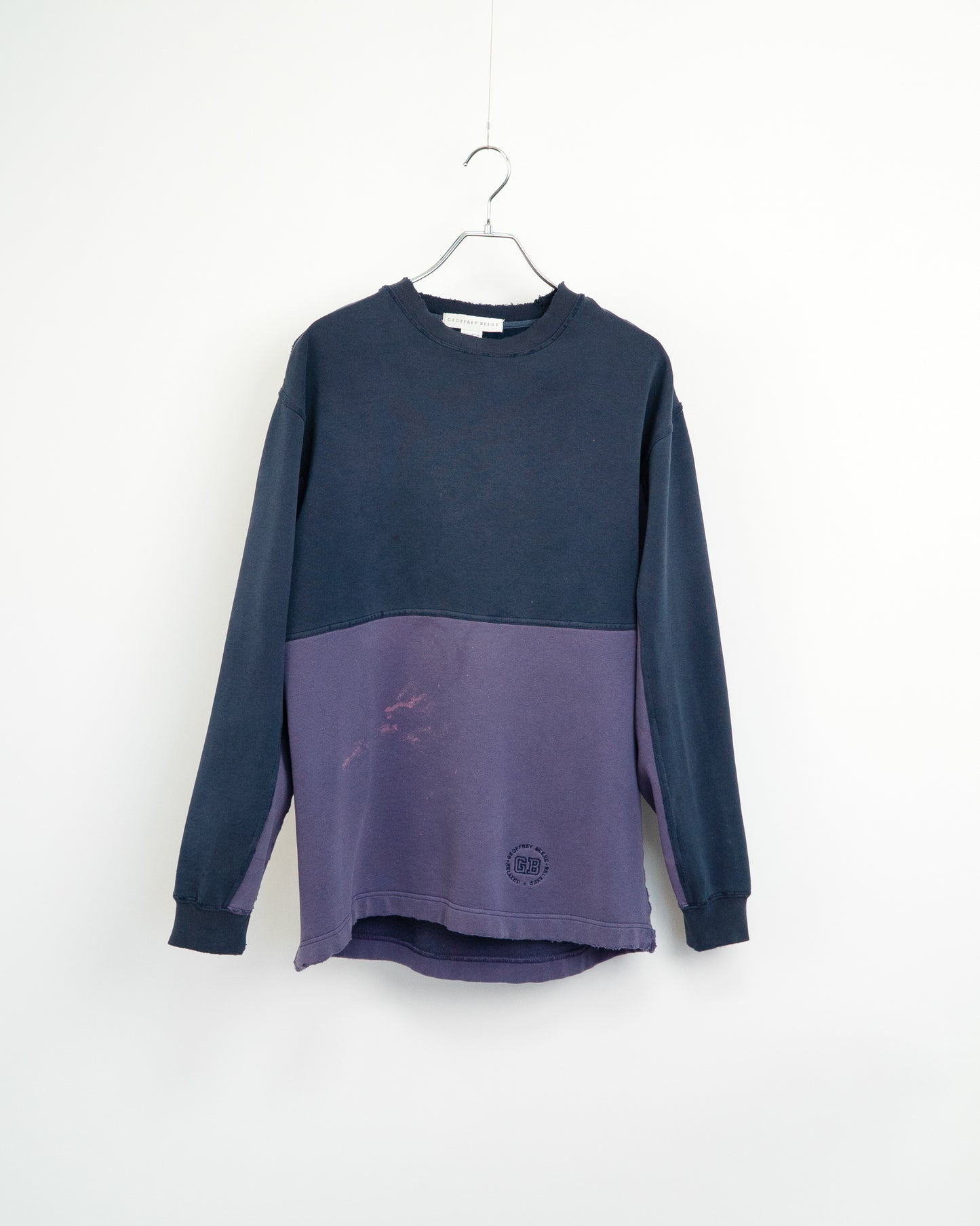 90s "GB RELAXED" Boro-Style Two-Tone Sweatshirt
