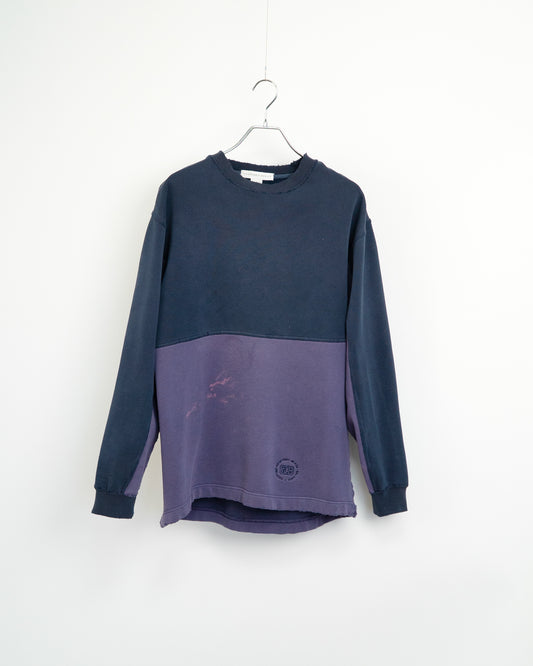 90s "GB RELAXED" Boro-Style Two-Tone Sweatshirt