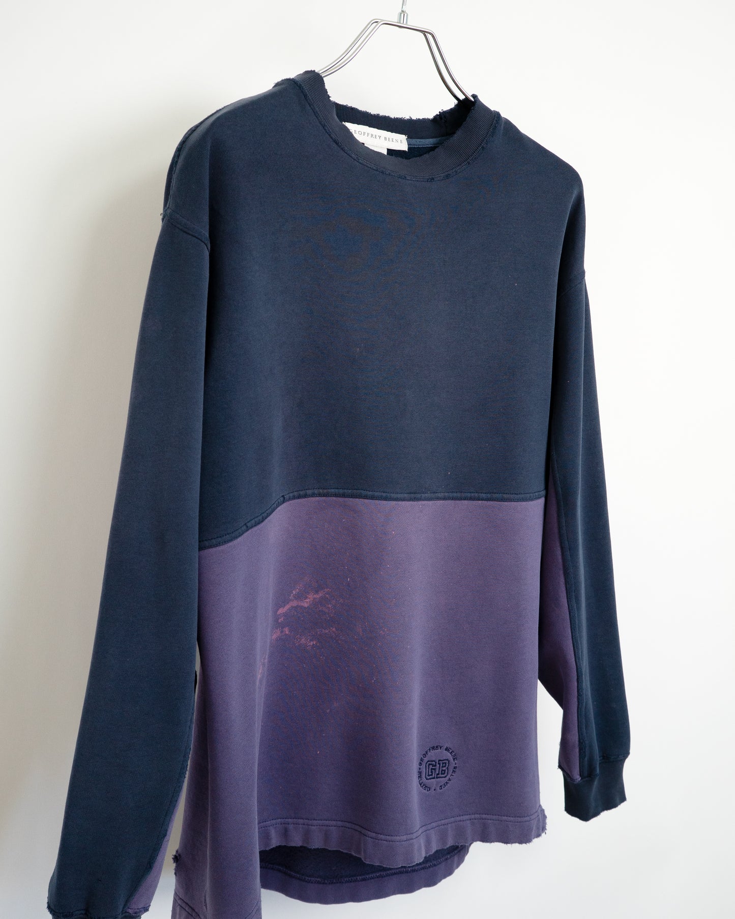 90s "GB RELAXED" Boro-Style Two-Tone Sweatshirt
