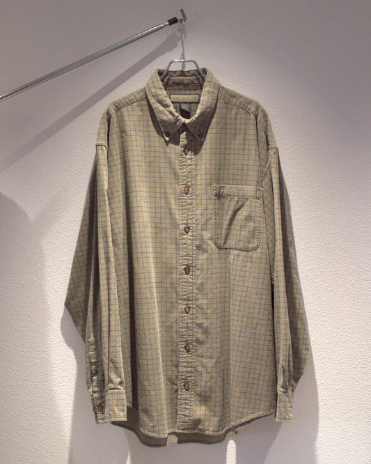 90's-00's Checked corduroy button-down shirt