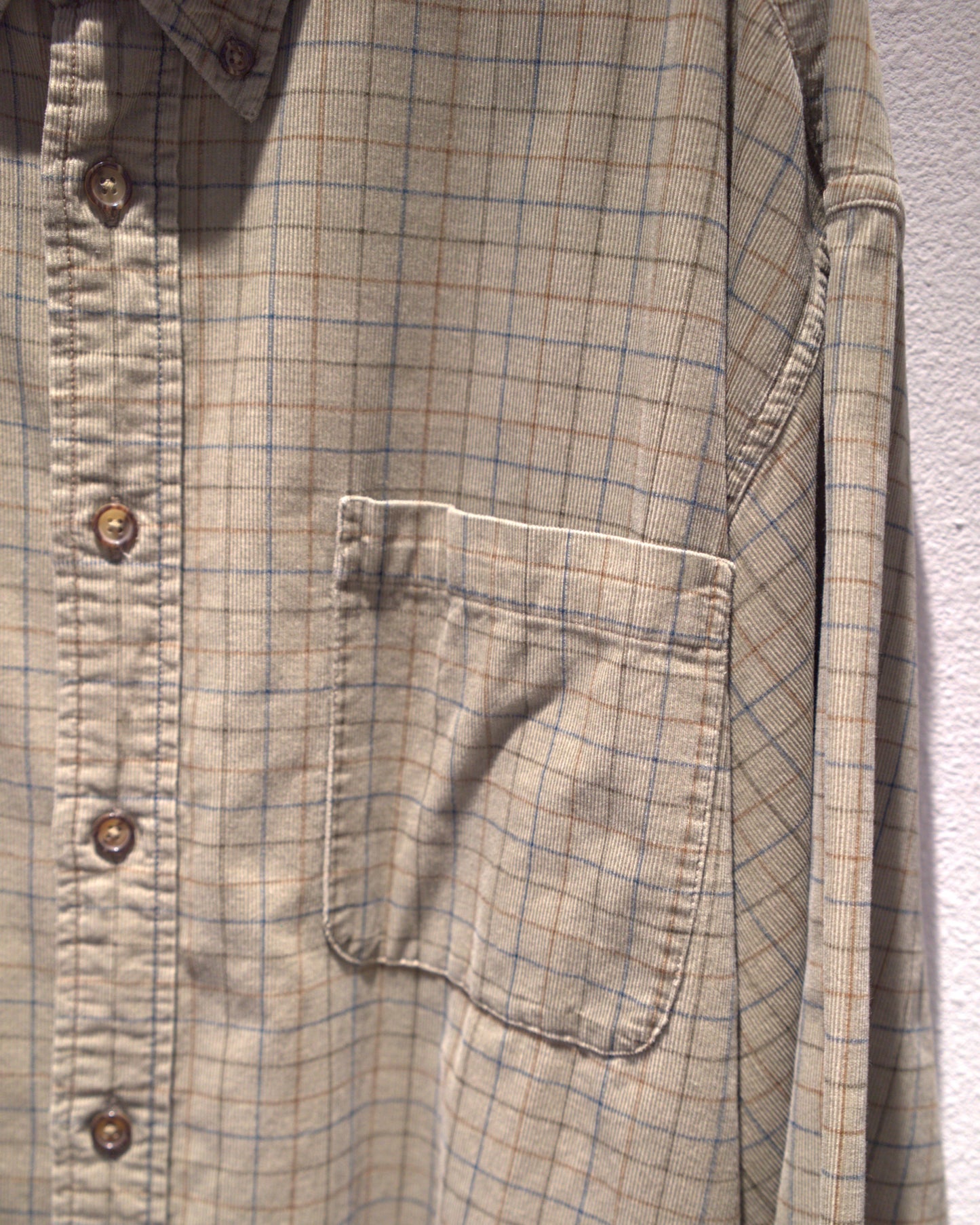 90's-00's Checked corduroy button-down shirt